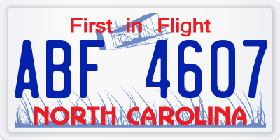 NC license plate ABF4607