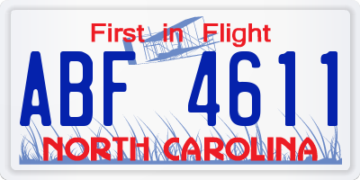 NC license plate ABF4611