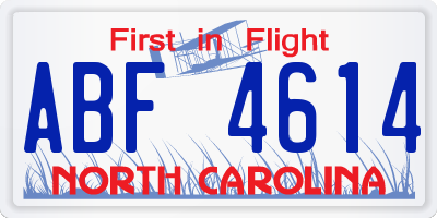 NC license plate ABF4614