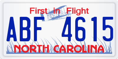 NC license plate ABF4615