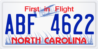 NC license plate ABF4622