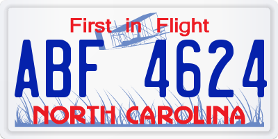 NC license plate ABF4624