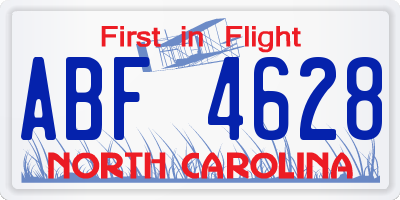 NC license plate ABF4628
