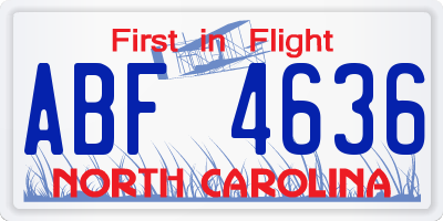 NC license plate ABF4636