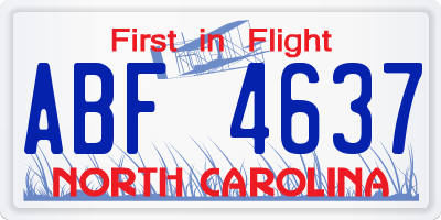 NC license plate ABF4637
