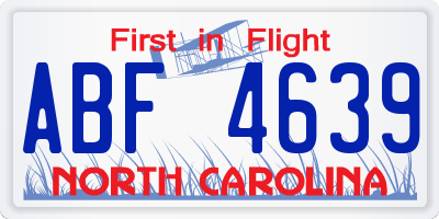 NC license plate ABF4639