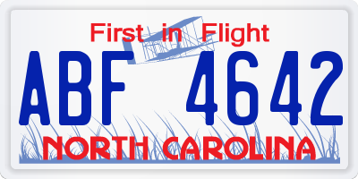NC license plate ABF4642