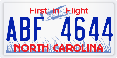 NC license plate ABF4644