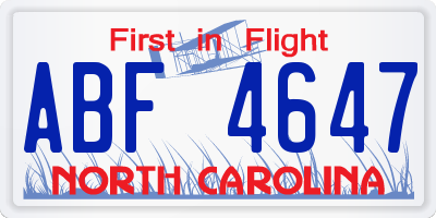 NC license plate ABF4647