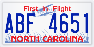 NC license plate ABF4651