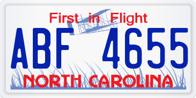 NC license plate ABF4655
