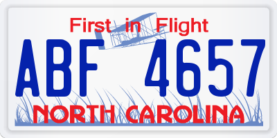NC license plate ABF4657