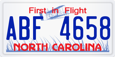 NC license plate ABF4658