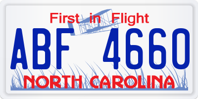 NC license plate ABF4660