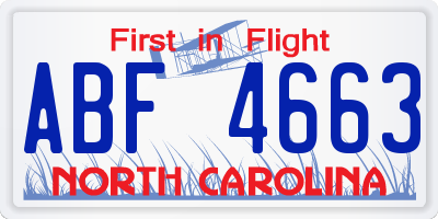 NC license plate ABF4663