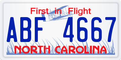 NC license plate ABF4667
