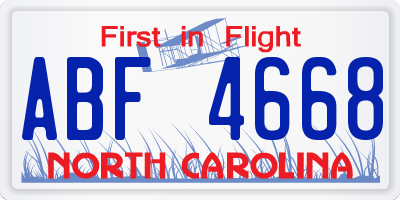 NC license plate ABF4668