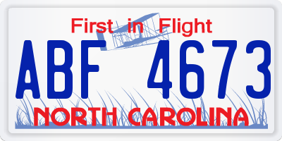 NC license plate ABF4673