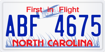 NC license plate ABF4675