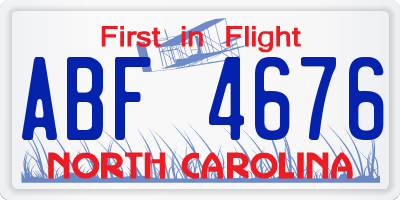 NC license plate ABF4676