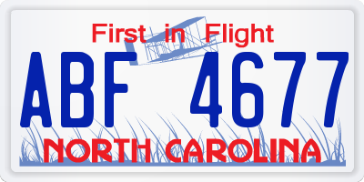 NC license plate ABF4677