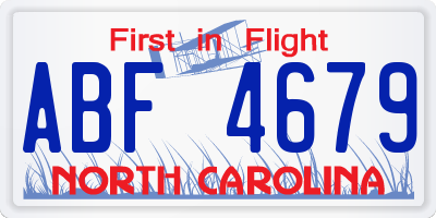 NC license plate ABF4679