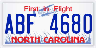 NC license plate ABF4680