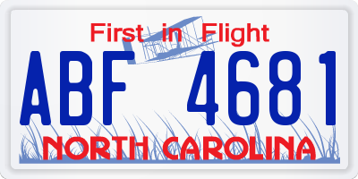 NC license plate ABF4681