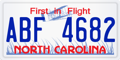 NC license plate ABF4682