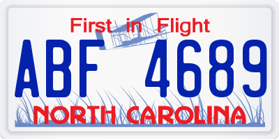 NC license plate ABF4689