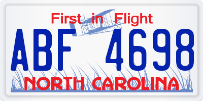 NC license plate ABF4698