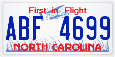 NC license plate ABF4699
