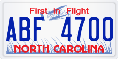 NC license plate ABF4700