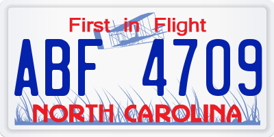 NC license plate ABF4709