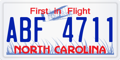 NC license plate ABF4711