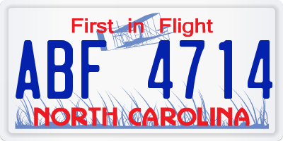 NC license plate ABF4714