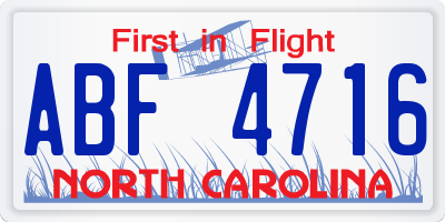 NC license plate ABF4716