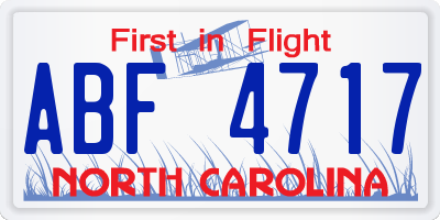 NC license plate ABF4717