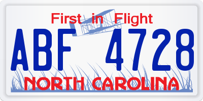 NC license plate ABF4728