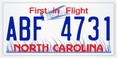 NC license plate ABF4731