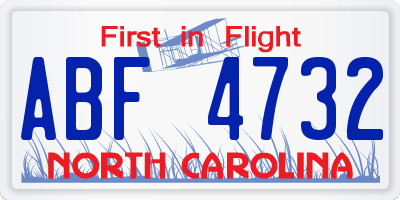 NC license plate ABF4732