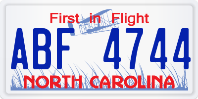 NC license plate ABF4744