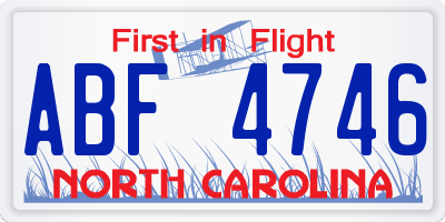 NC license plate ABF4746