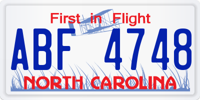 NC license plate ABF4748