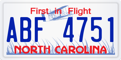 NC license plate ABF4751