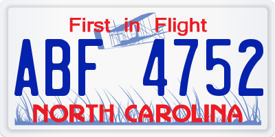NC license plate ABF4752