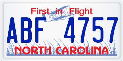 NC license plate ABF4757