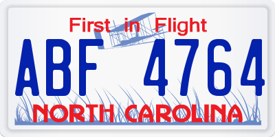 NC license plate ABF4764