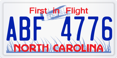 NC license plate ABF4776