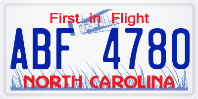 NC license plate ABF4780
